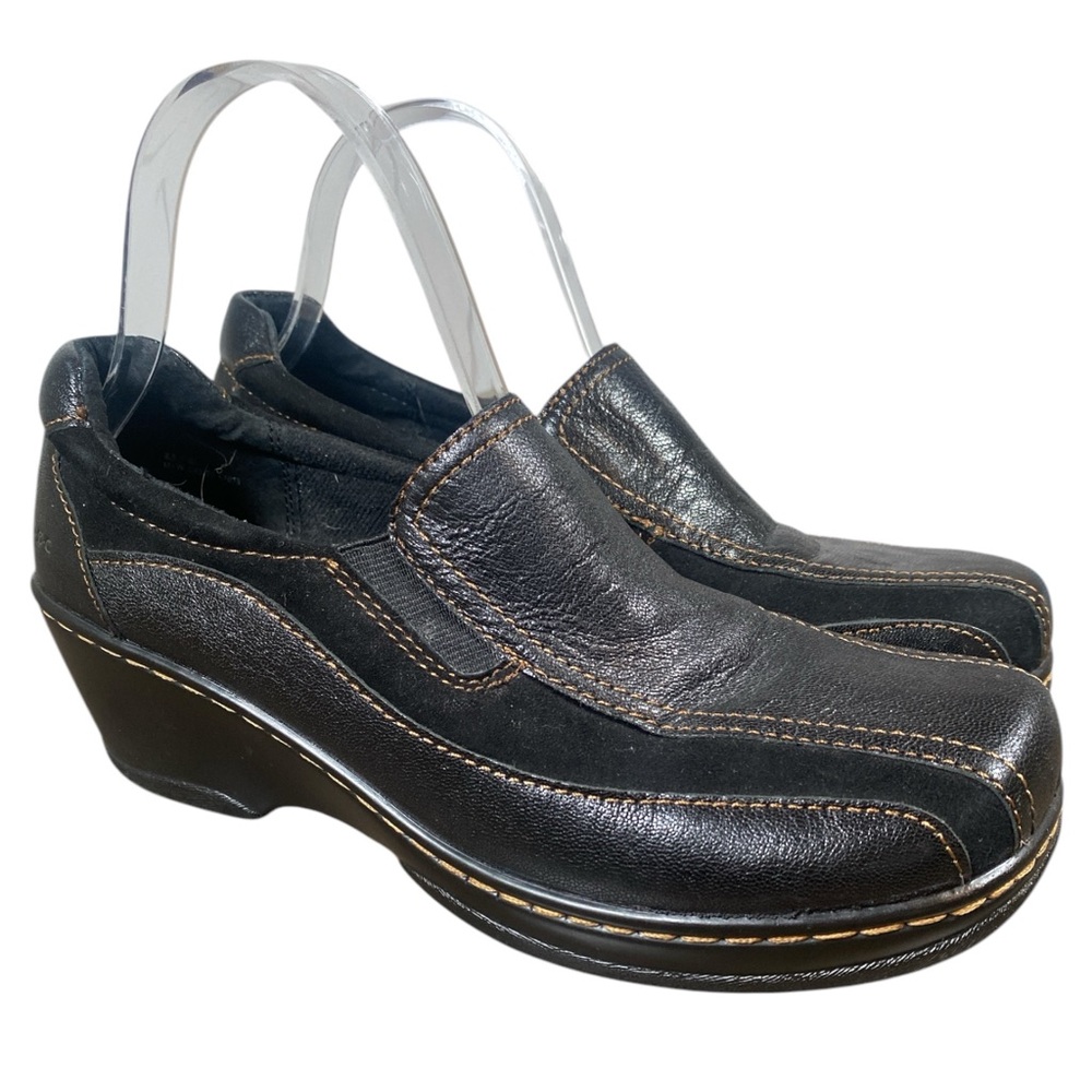 BOC Born of Concept Shoes Women’s 8.5M Black Leather Slip On Clog Comfort